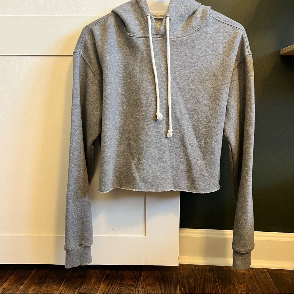 Wild Fable Heather Gray Cropped Hoodie